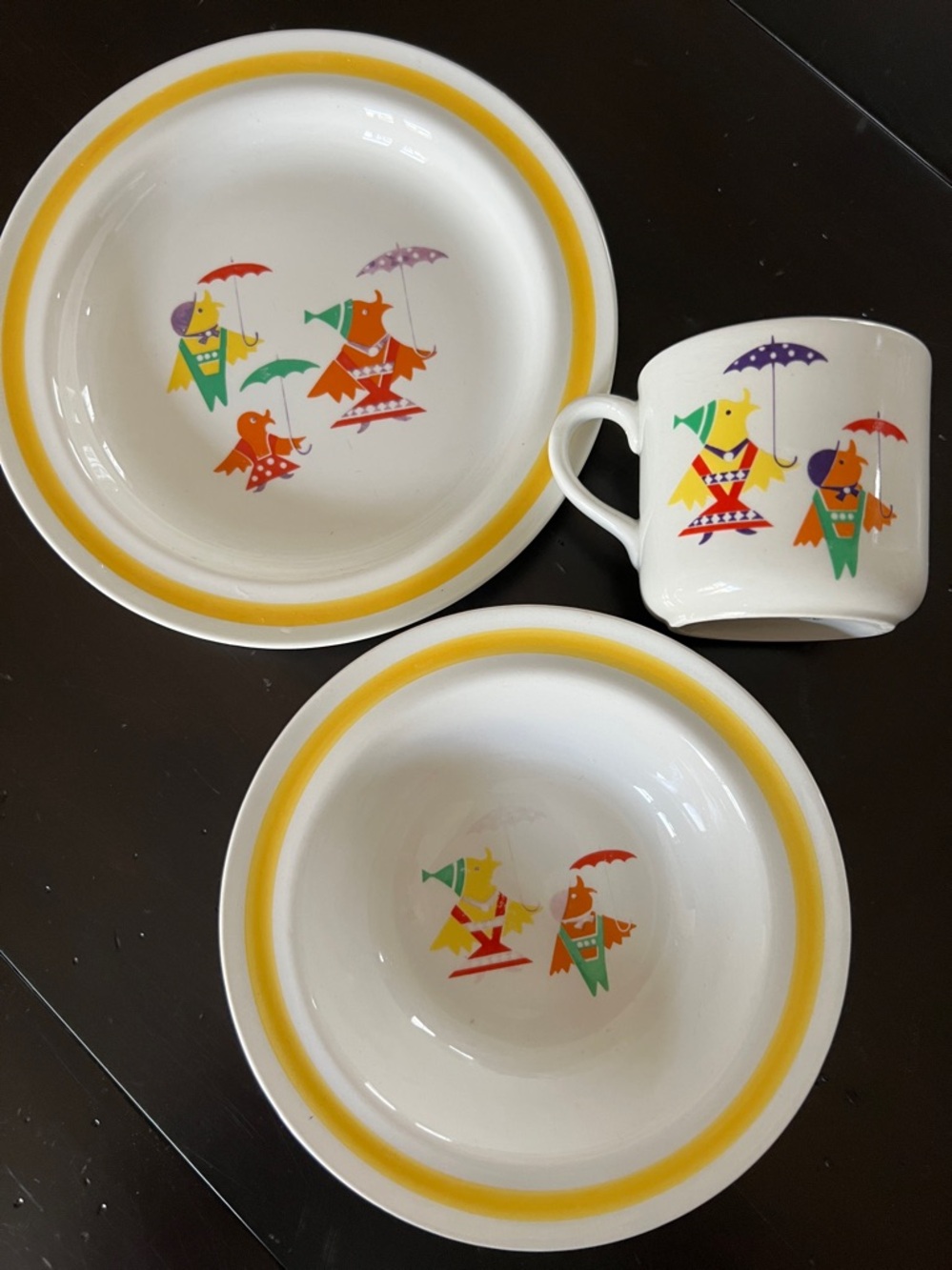 Rare Vintage Finnish Arabia Child Circus Animal Plate Bowl Cup Numbered